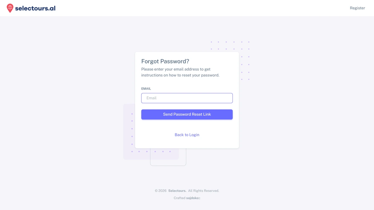 Selectours CRM - Password recovery