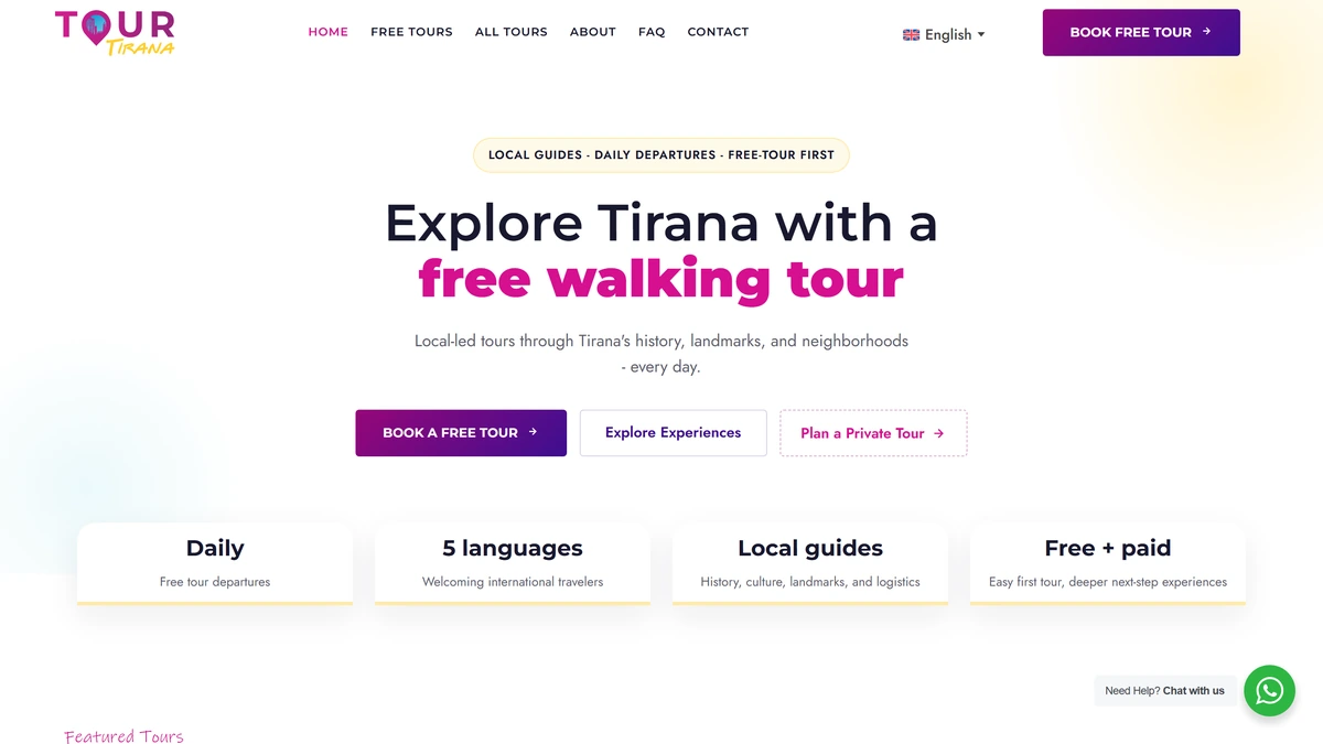 Tour Tirana - A multilingual tourism website connected to its operations system.